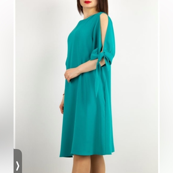 Gibson Latimer Teal Cold Shoulder Dress shift women M event casual vacation Y2K - Picture 11 of 11